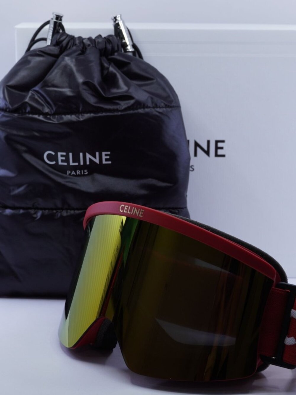 Celine CL40302U SKI MASK 67C Shield Sunglasses / Ski Mask - Red / Gold